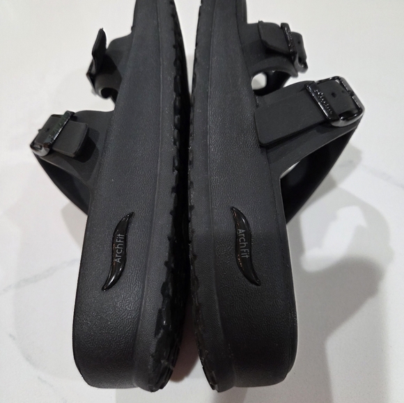 SCKECHERS Black Slide Sandals with Buckles - Picture 7 of 16